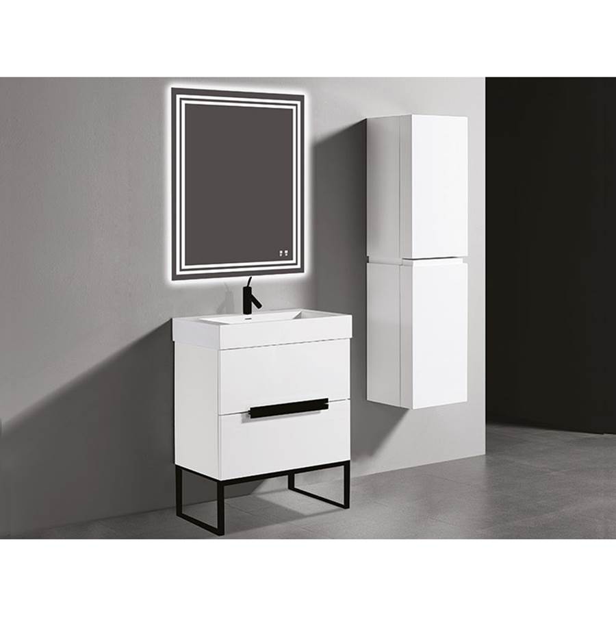 Madeli Soho 30''. White, Free Standing Cabinet, Polished Nickel Handles (X2), C-Base (X1), 29-5/8''X18''X33-1/2''